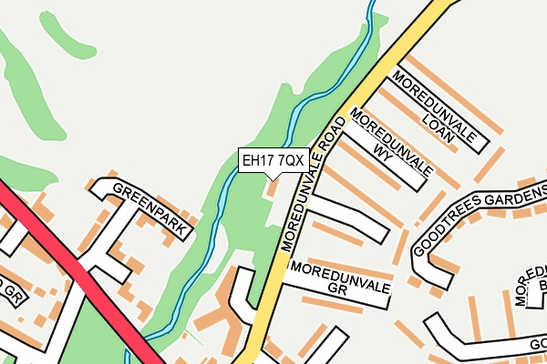 EH17 7QX map - OS OpenMap – Local (Ordnance Survey)