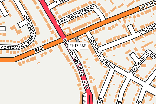 EH17 8AE map - OS OpenMap – Local (Ordnance Survey)