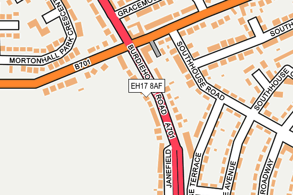 EH17 8AF map - OS OpenMap – Local (Ordnance Survey)