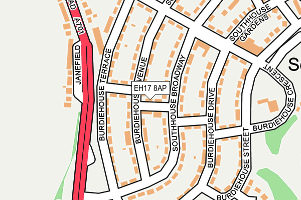 EH17 8AP map - OS OpenMap – Local (Ordnance Survey)