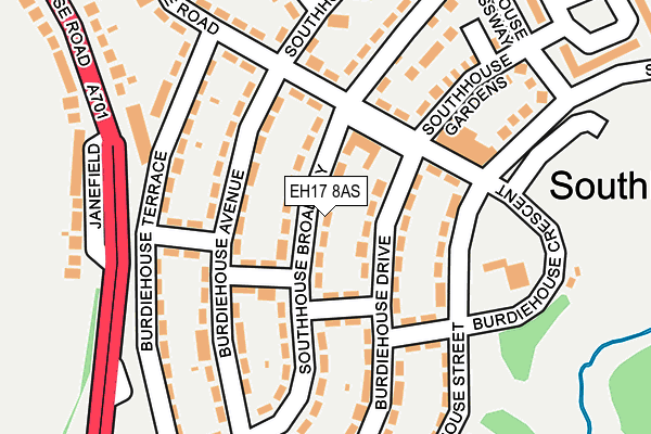 EH17 8AS map - OS OpenMap – Local (Ordnance Survey)