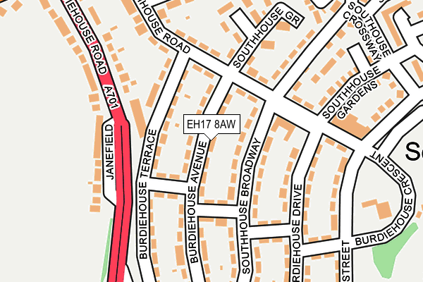 EH17 8AW map - OS OpenMap – Local (Ordnance Survey)