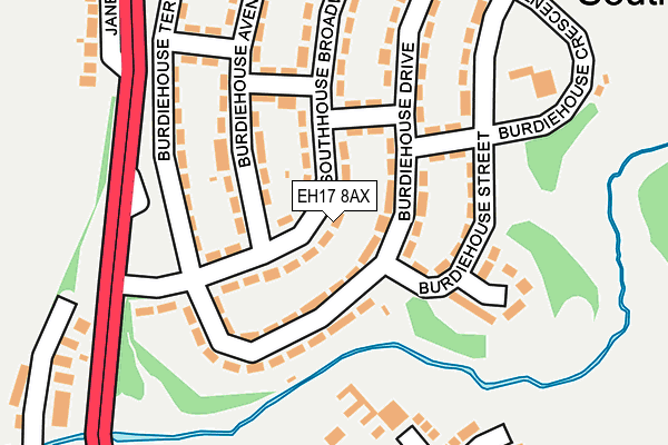 EH17 8AX map - OS OpenMap – Local (Ordnance Survey)