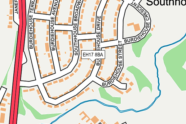 EH17 8BA map - OS OpenMap – Local (Ordnance Survey)