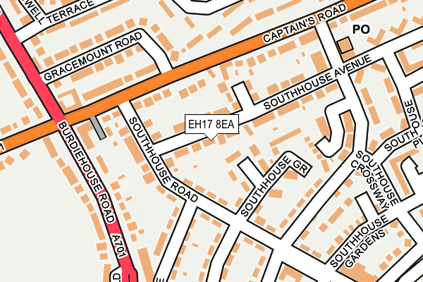 EH17 8EA map - OS OpenMap – Local (Ordnance Survey)