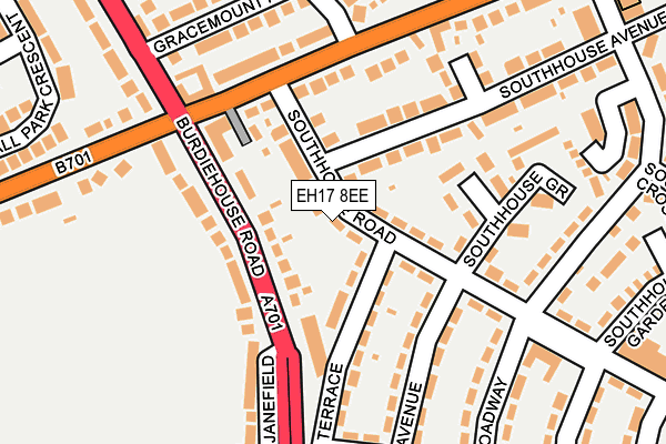 EH17 8EE map - OS OpenMap – Local (Ordnance Survey)