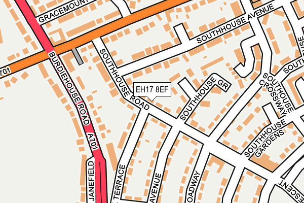 EH17 8EF map - OS OpenMap – Local (Ordnance Survey)