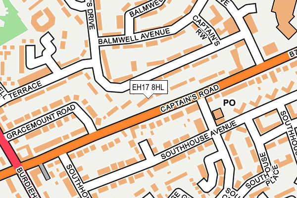 EH17 8HL map - OS OpenMap – Local (Ordnance Survey)