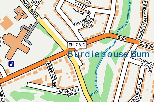 EH17 8JD map - OS OpenMap – Local (Ordnance Survey)