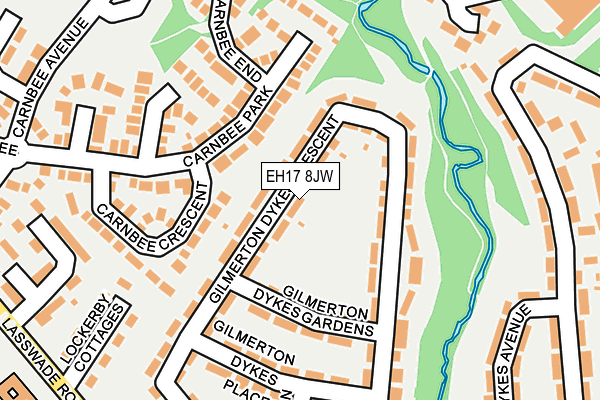 EH17 8JW map - OS OpenMap – Local (Ordnance Survey)