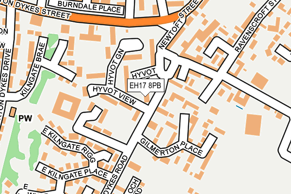 EH17 8PB map - OS OpenMap – Local (Ordnance Survey)