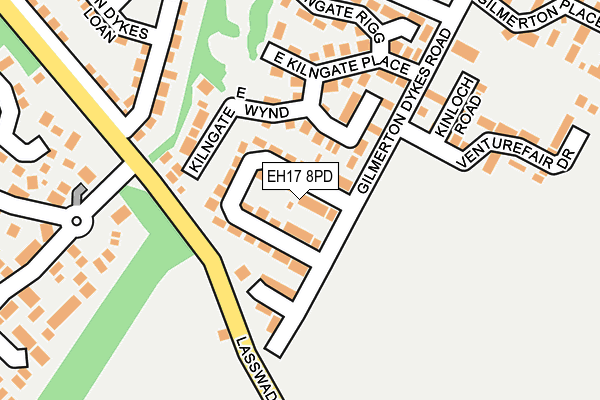 EH17 8PD map - OS OpenMap – Local (Ordnance Survey)