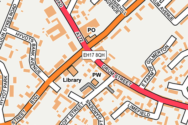 EH17 8QH map - OS OpenMap – Local (Ordnance Survey)