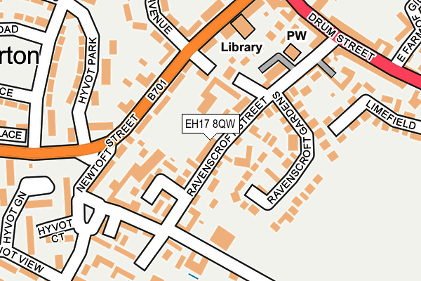 EH17 8QW map - OS OpenMap – Local (Ordnance Survey)