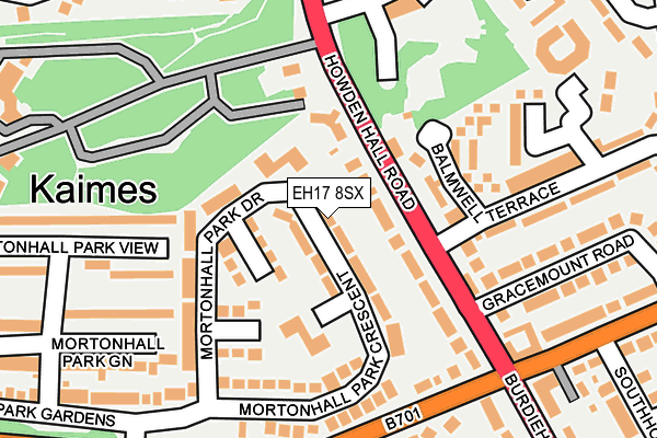 EH17 8SX map - OS OpenMap – Local (Ordnance Survey)