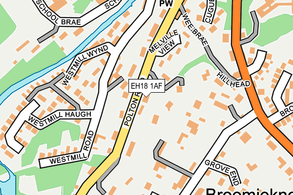 EH18 1AF map - OS OpenMap – Local (Ordnance Survey)