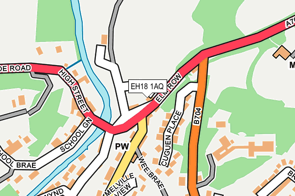 EH18 1AQ map - OS OpenMap – Local (Ordnance Survey)