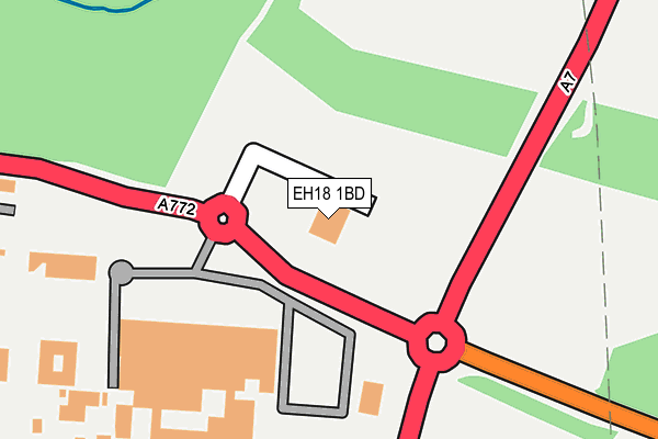 EH18 1BD map - OS OpenMap – Local (Ordnance Survey)