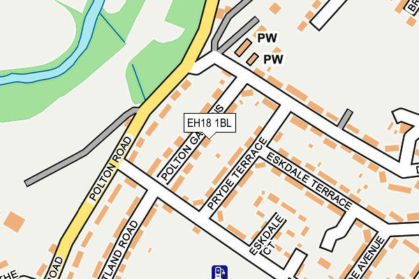 EH18 1BL map - OS OpenMap – Local (Ordnance Survey)