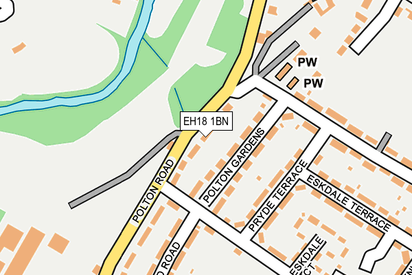 EH18 1BN map - OS OpenMap – Local (Ordnance Survey)