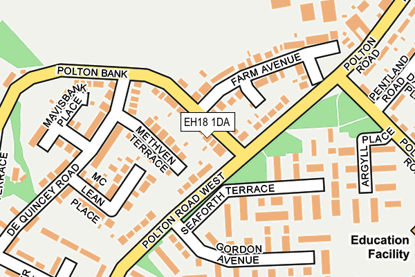 EH18 1DA map - OS OpenMap – Local (Ordnance Survey)