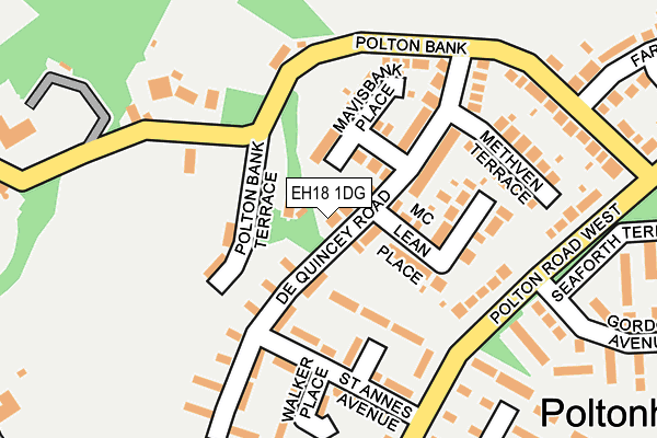 EH18 1DG map - OS OpenMap – Local (Ordnance Survey)