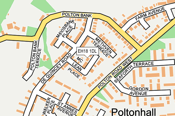 EH18 1DL map - OS OpenMap – Local (Ordnance Survey)