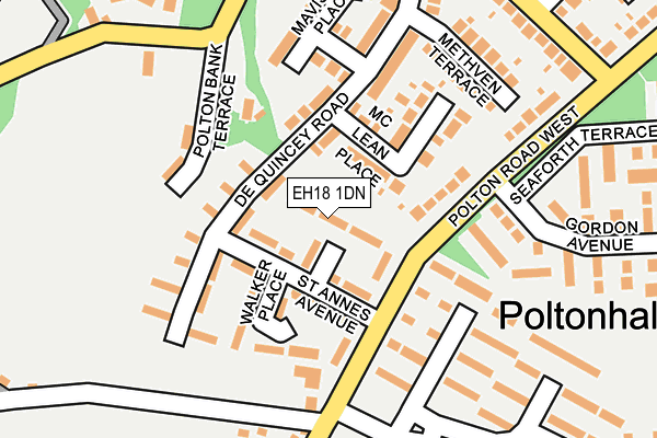 EH18 1DN map - OS OpenMap – Local (Ordnance Survey)