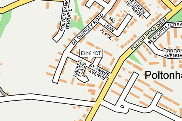 EH18 1DT map - OS OpenMap – Local (Ordnance Survey)