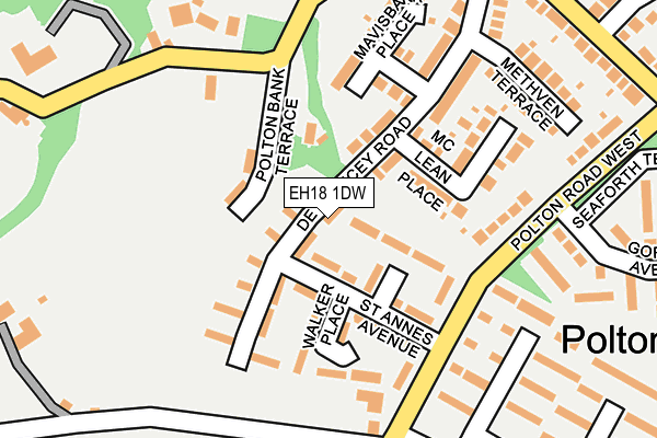 EH18 1DW map - OS OpenMap – Local (Ordnance Survey)