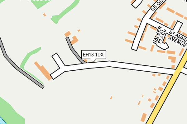 EH18 1DX map - OS OpenMap – Local (Ordnance Survey)