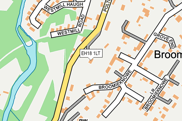 EH18 1LT map - OS OpenMap – Local (Ordnance Survey)