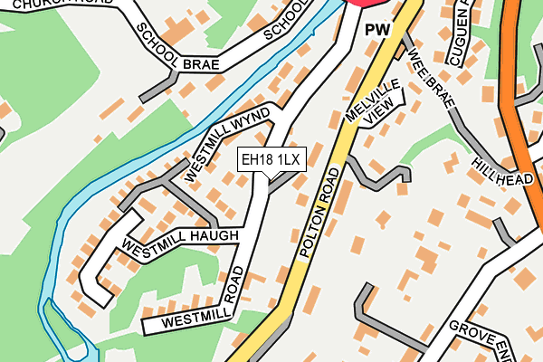 EH18 1LX map - OS OpenMap – Local (Ordnance Survey)