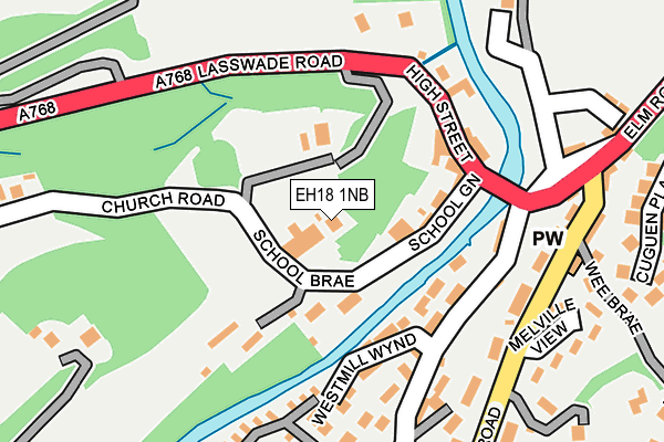 EH18 1NB map - OS OpenMap – Local (Ordnance Survey)