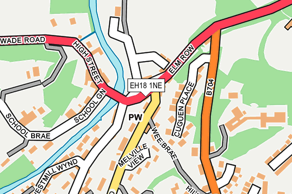EH18 1NE map - OS OpenMap – Local (Ordnance Survey)