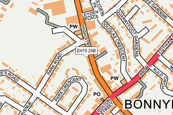 EH19 2AB map - OS OpenMap – Local (Ordnance Survey)