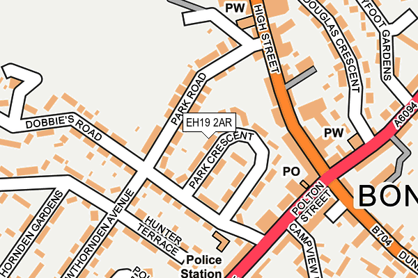 EH19 2AR map - OS OpenMap – Local (Ordnance Survey)