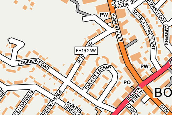 EH19 2AW map - OS OpenMap – Local (Ordnance Survey)