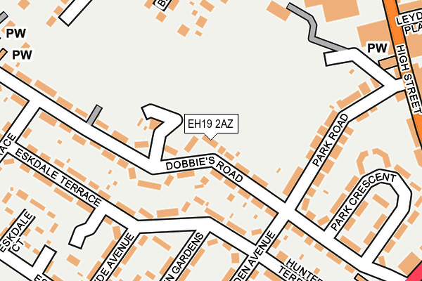 EH19 2AZ map - OS OpenMap – Local (Ordnance Survey)