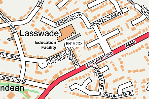 EH19 2DX map - OS OpenMap – Local (Ordnance Survey)
