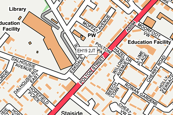 EH19 2JT map - OS OpenMap – Local (Ordnance Survey)