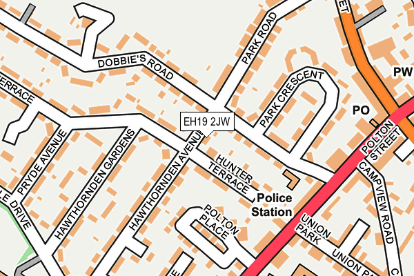 EH19 2JW map - OS OpenMap – Local (Ordnance Survey)