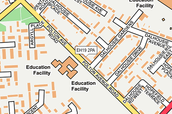 EH19 2PA map - OS OpenMap – Local (Ordnance Survey)