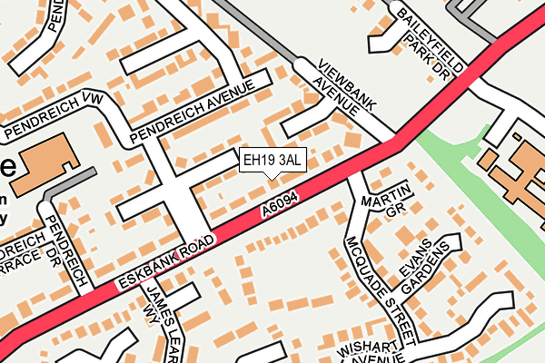 EH19 3AL map - OS OpenMap – Local (Ordnance Survey)