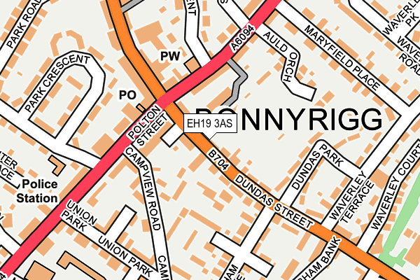 EH19 3AS map - OS OpenMap – Local (Ordnance Survey)