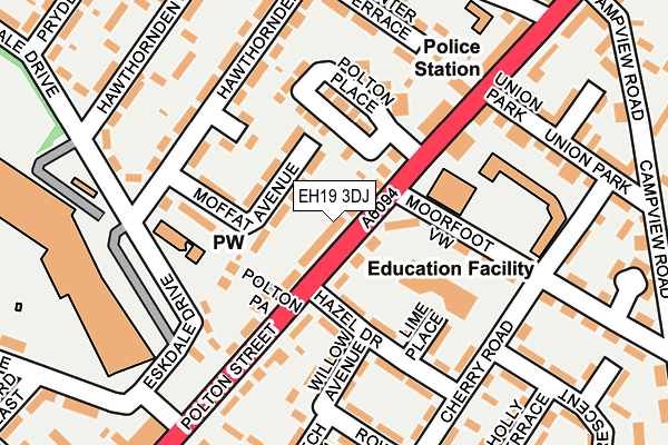 EH19 3DJ map - OS OpenMap – Local (Ordnance Survey)