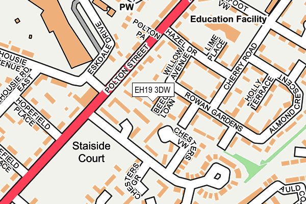 EH19 3DW map - OS OpenMap – Local (Ordnance Survey)