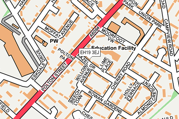 EH19 3EJ map - OS OpenMap – Local (Ordnance Survey)