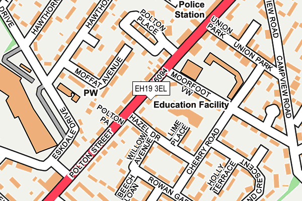 EH19 3EL map - OS OpenMap – Local (Ordnance Survey)