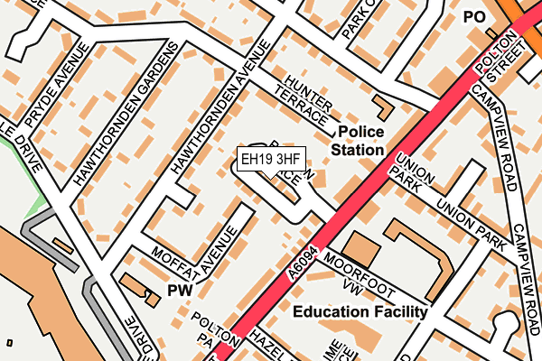 EH19 3HF map - OS OpenMap – Local (Ordnance Survey)